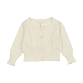 Lilette Cream Dotted Open Knit Cardigan