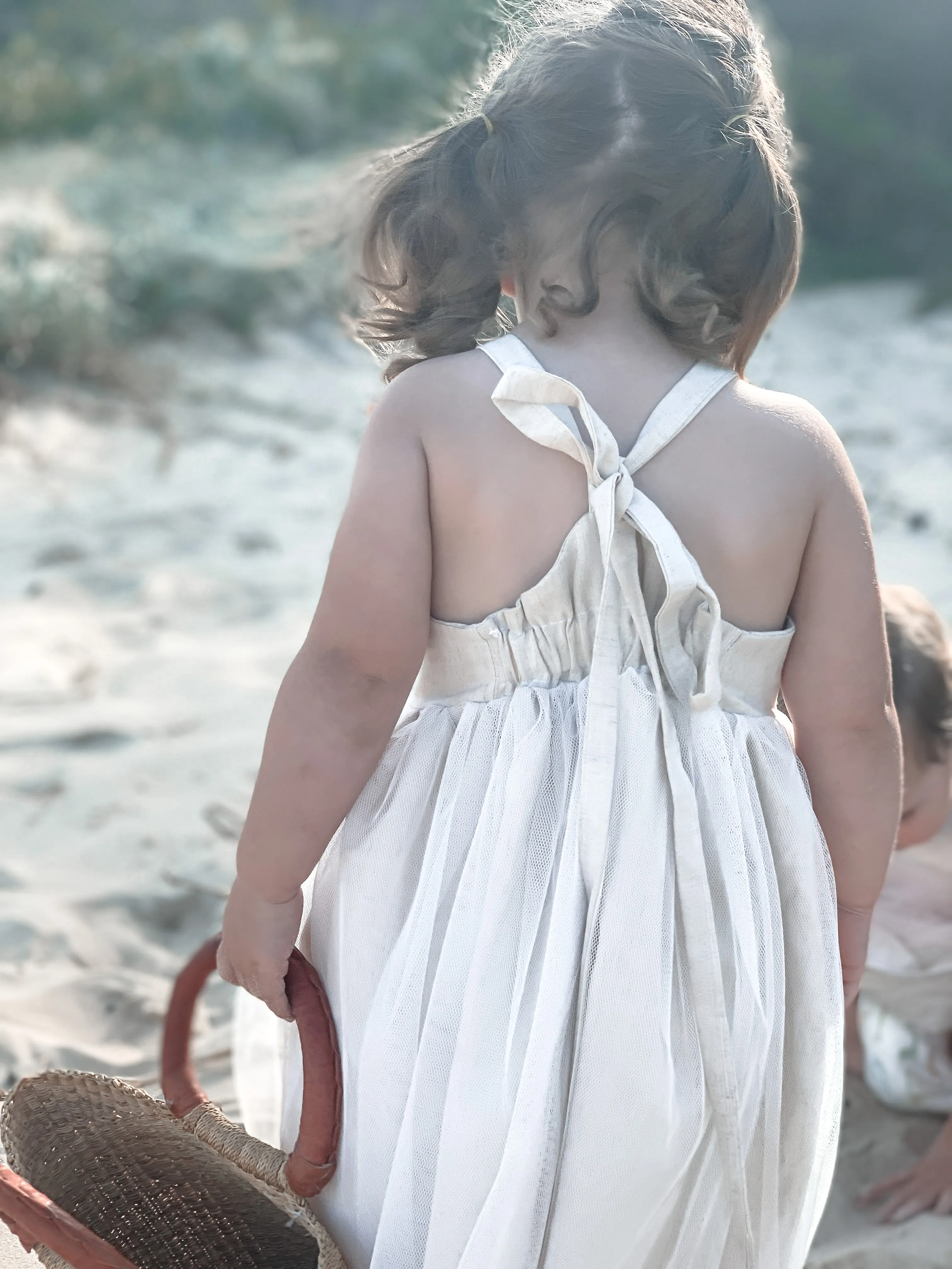 Linen and Tulle Dress - White