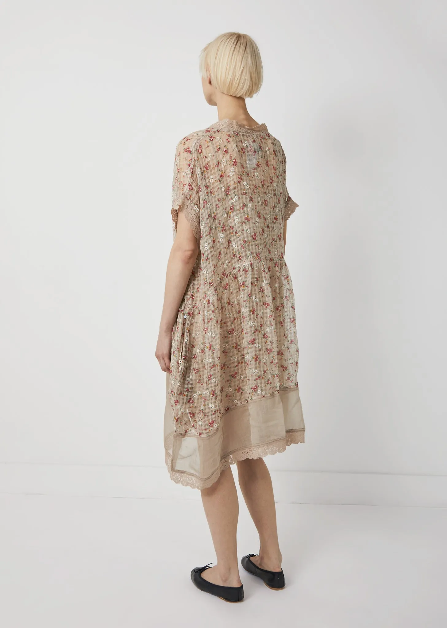 Linen Silk Print Dress