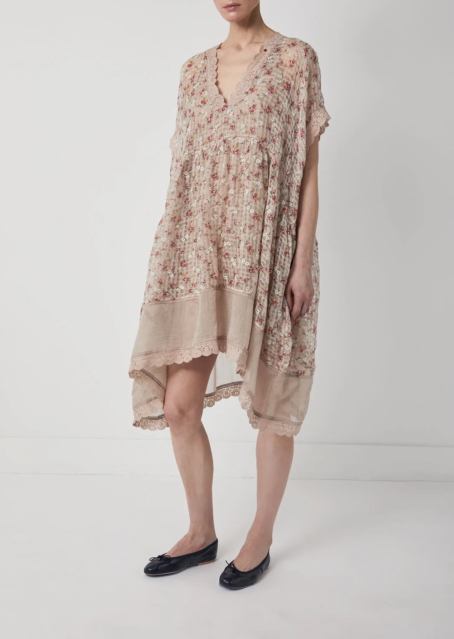 Linen Silk Print Dress