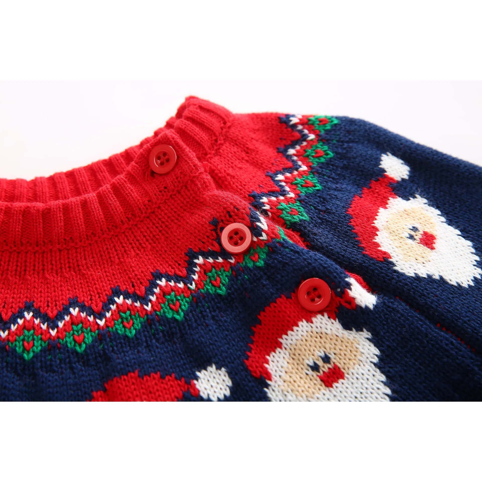 Little Surprise Box Kids Red & Navy HOHO Cardigan Sweater Round Neck