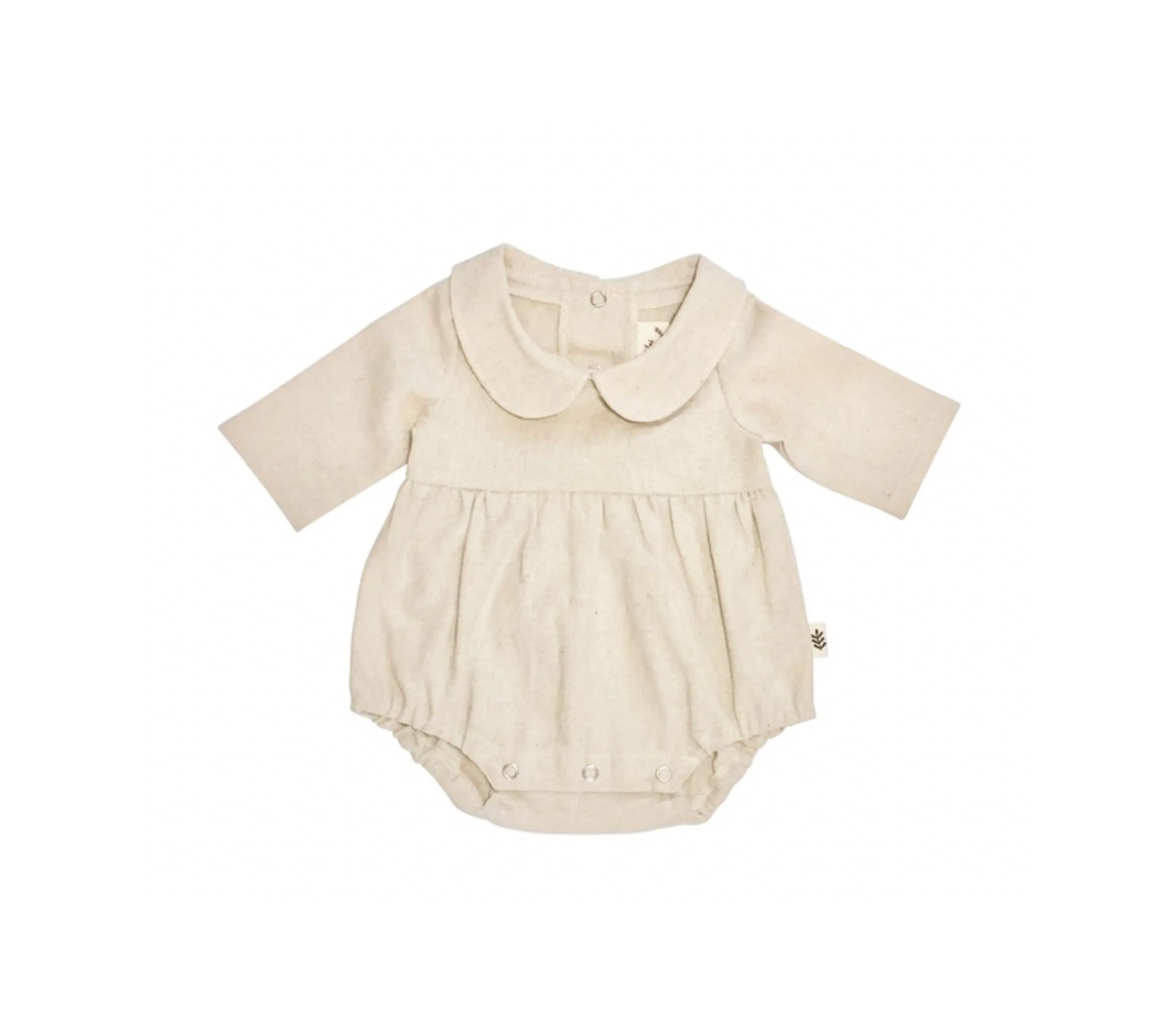 Longsleeve Romper Claudine Collar - Natural  * Pre-order