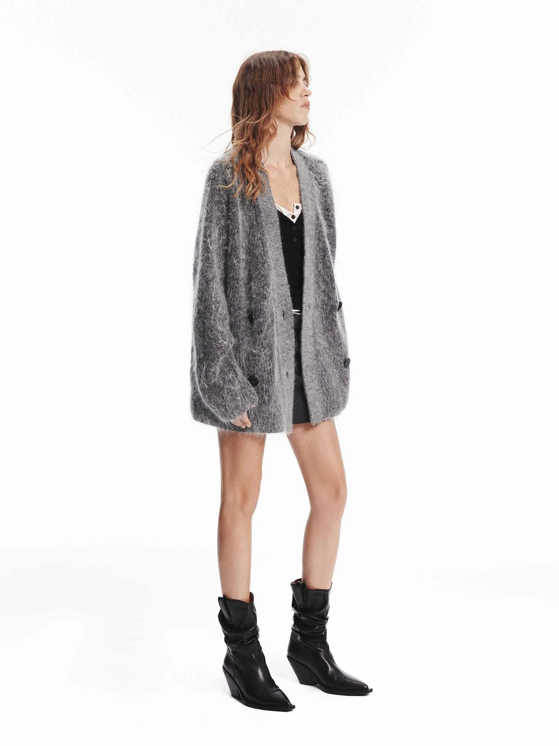 Loose Brushed Knitted Cardigan