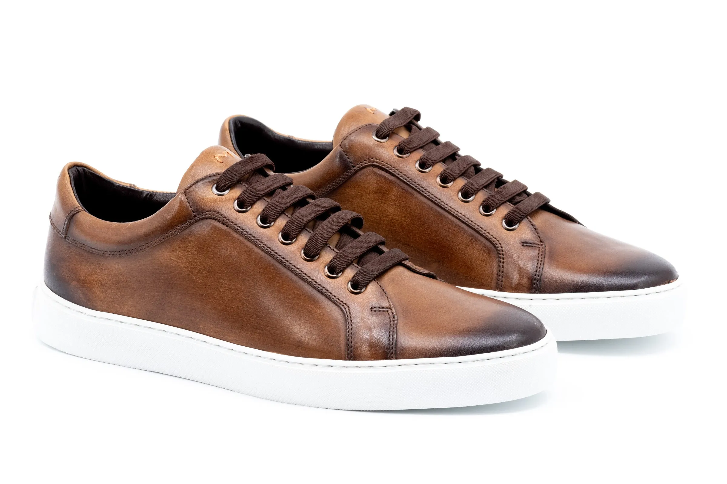 Lorenzo Luxe Calf Skin Sneakers - Pecan