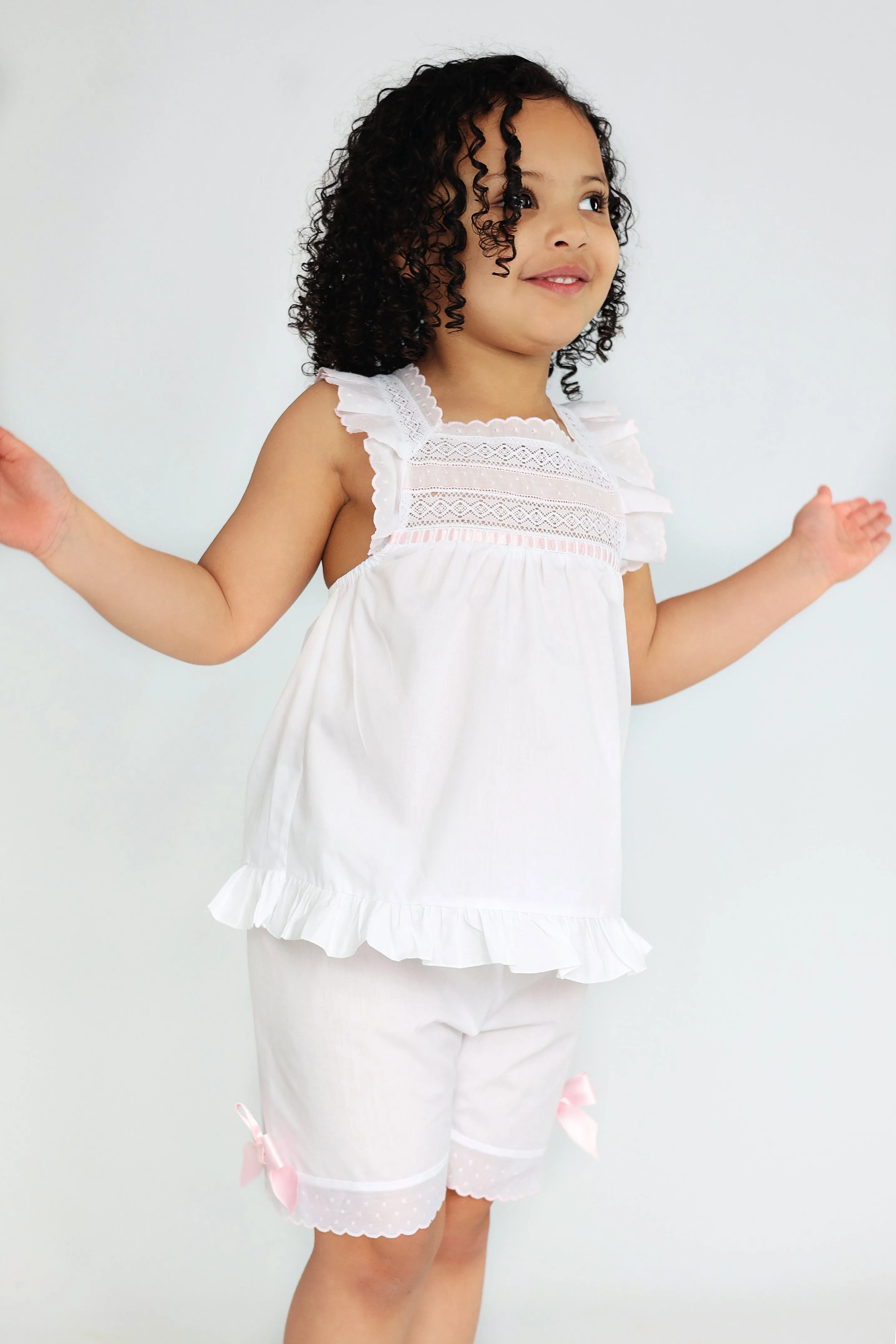 Luna White Cotton Pjs Older Girls