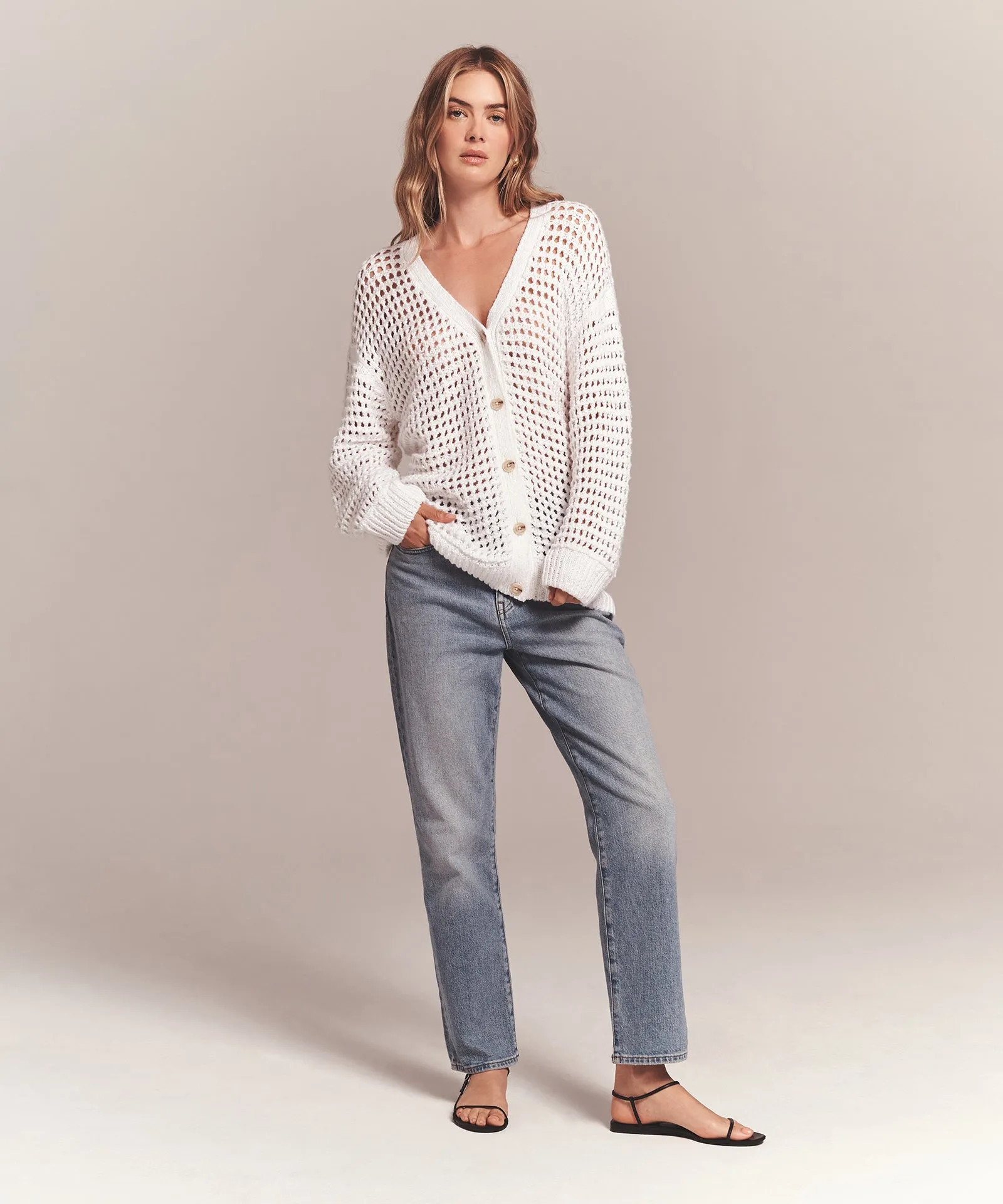 Luxe Chunky Cotton Pointelle Cardigan