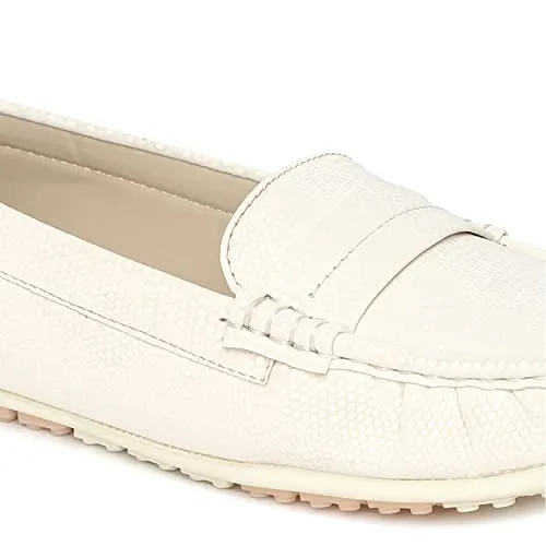 Marc Loire Women Comfortable Slip On Flat Loafer Ballet; Casual and Formal Footwear (Cream, 7)