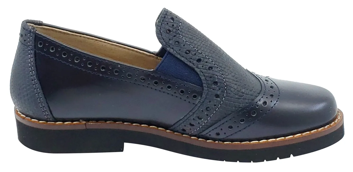 Maria Catalan Boy's & Girl's Marino Navy Smooth Slip On Moccasin Loafer Shoe