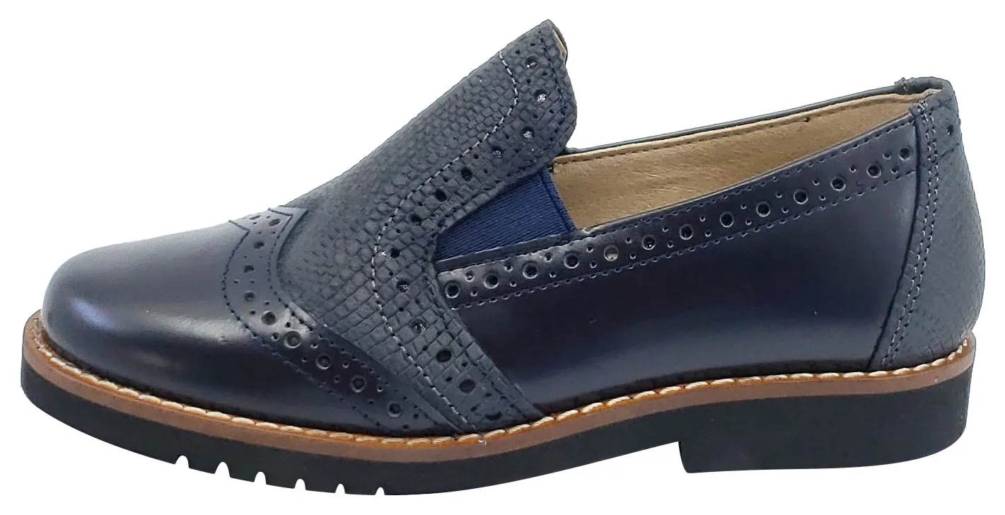 Maria Catalan Boy's & Girl's Marino Navy Smooth Slip On Moccasin Loafer Shoe