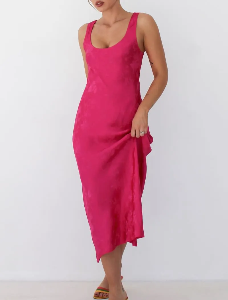 Market Midi Dress | Fuchsia Jacquard