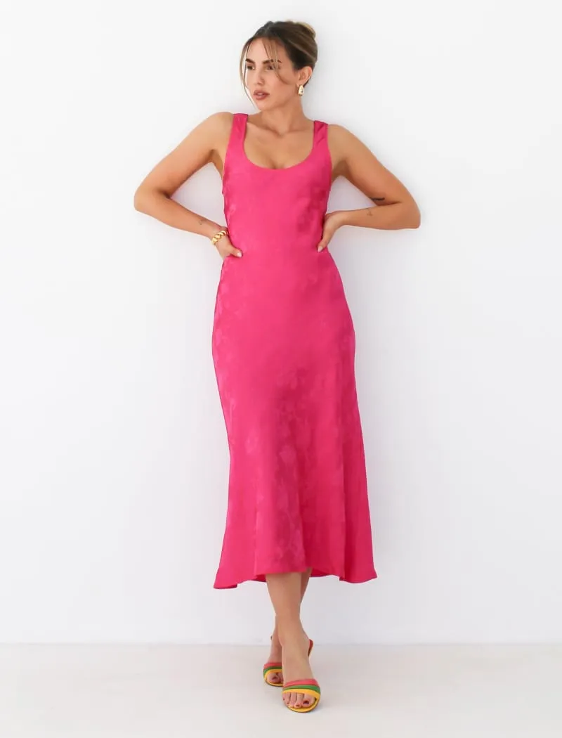 Market Midi Dress | Fuchsia Jacquard