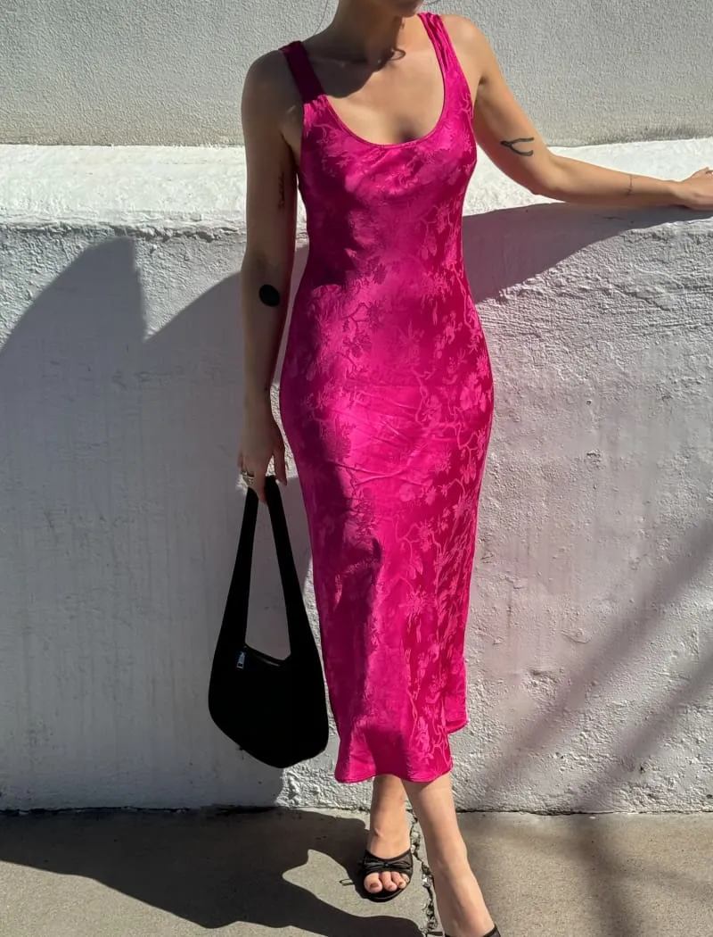 Market Midi Dress | Fuchsia Jacquard