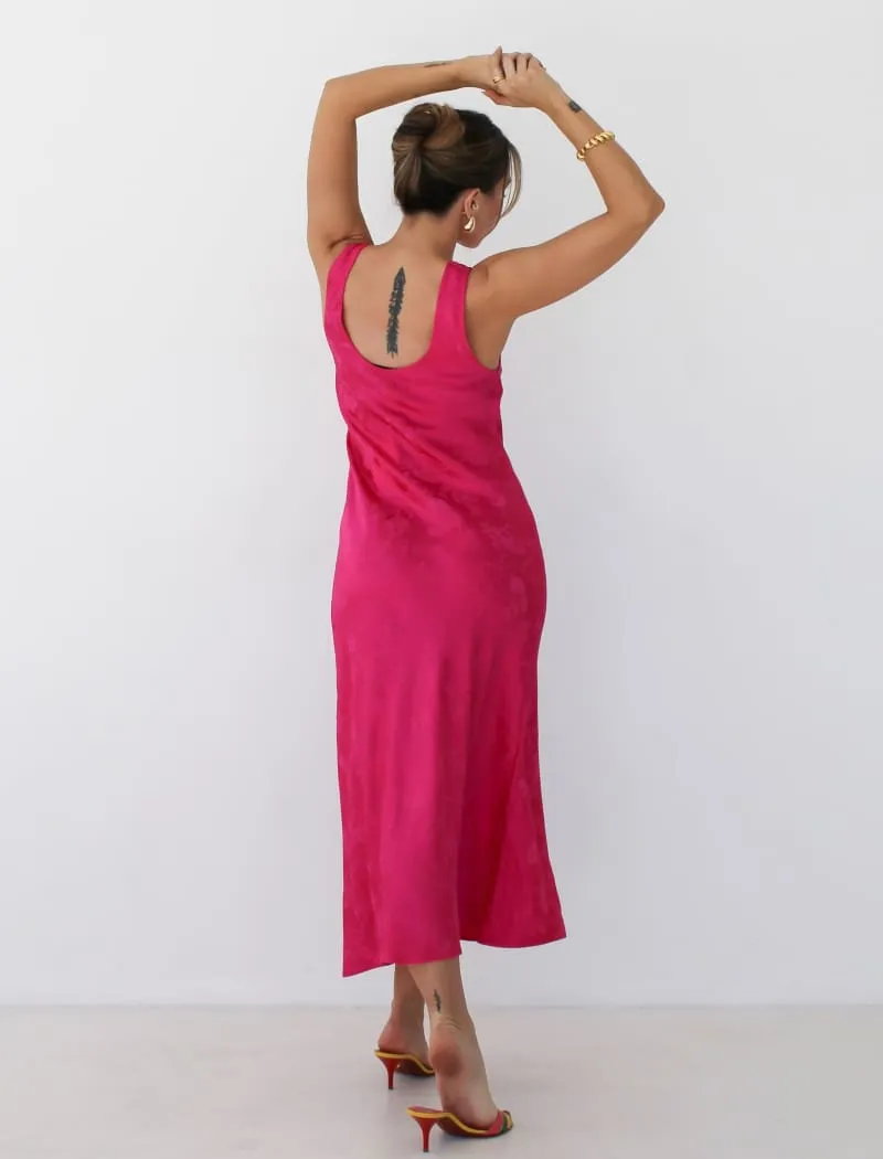 Market Midi Dress | Fuchsia Jacquard