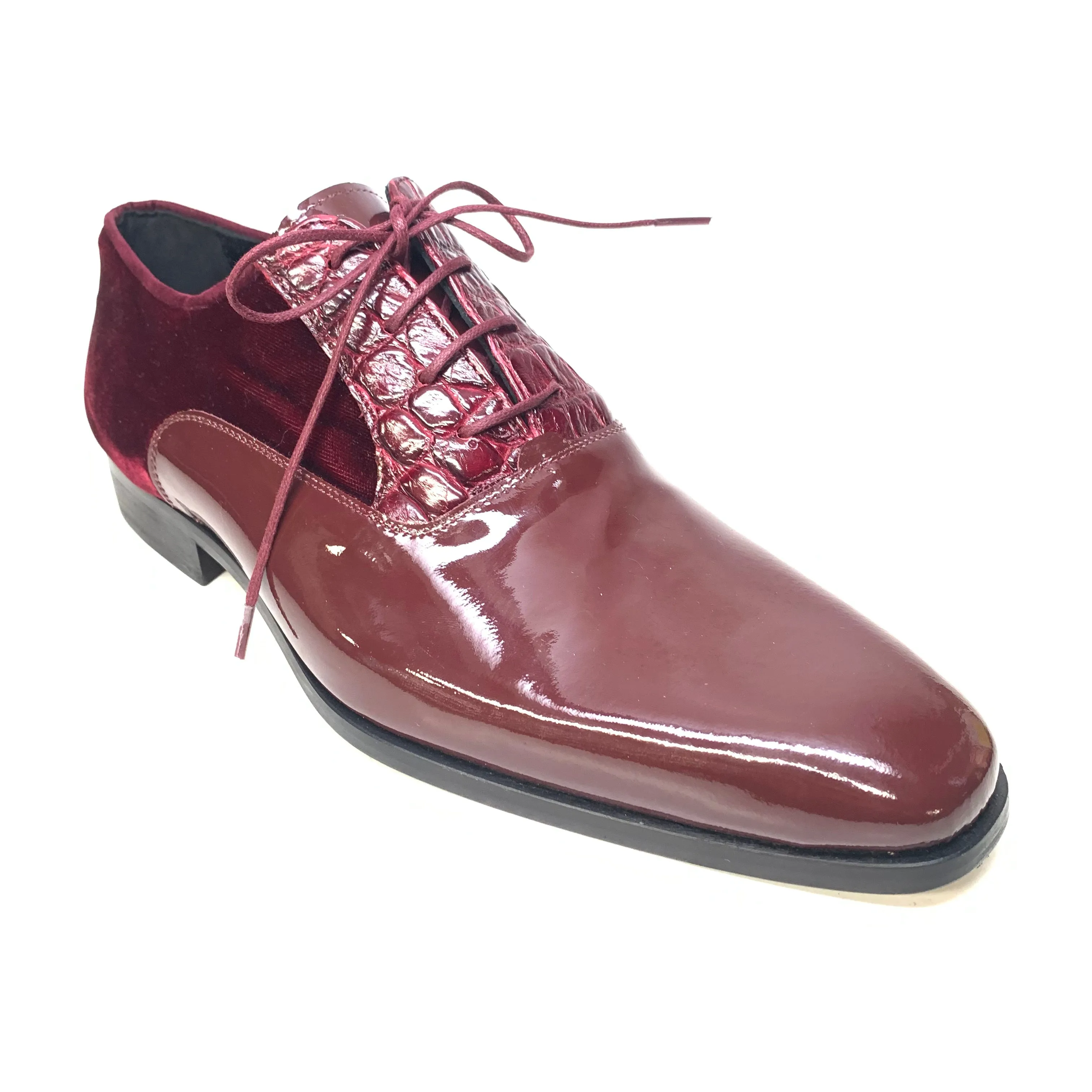 Mauri 4993/2 Ruby Red Crocodile/Velvet/Patent Leather Dress Shoes