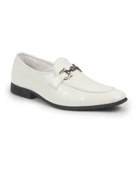 Men White Party Formal Patent Leather Embossed Buckle Slip On Loafer Shoes|Traditional Wedding Shoes|Tuxedos Dress Shoes