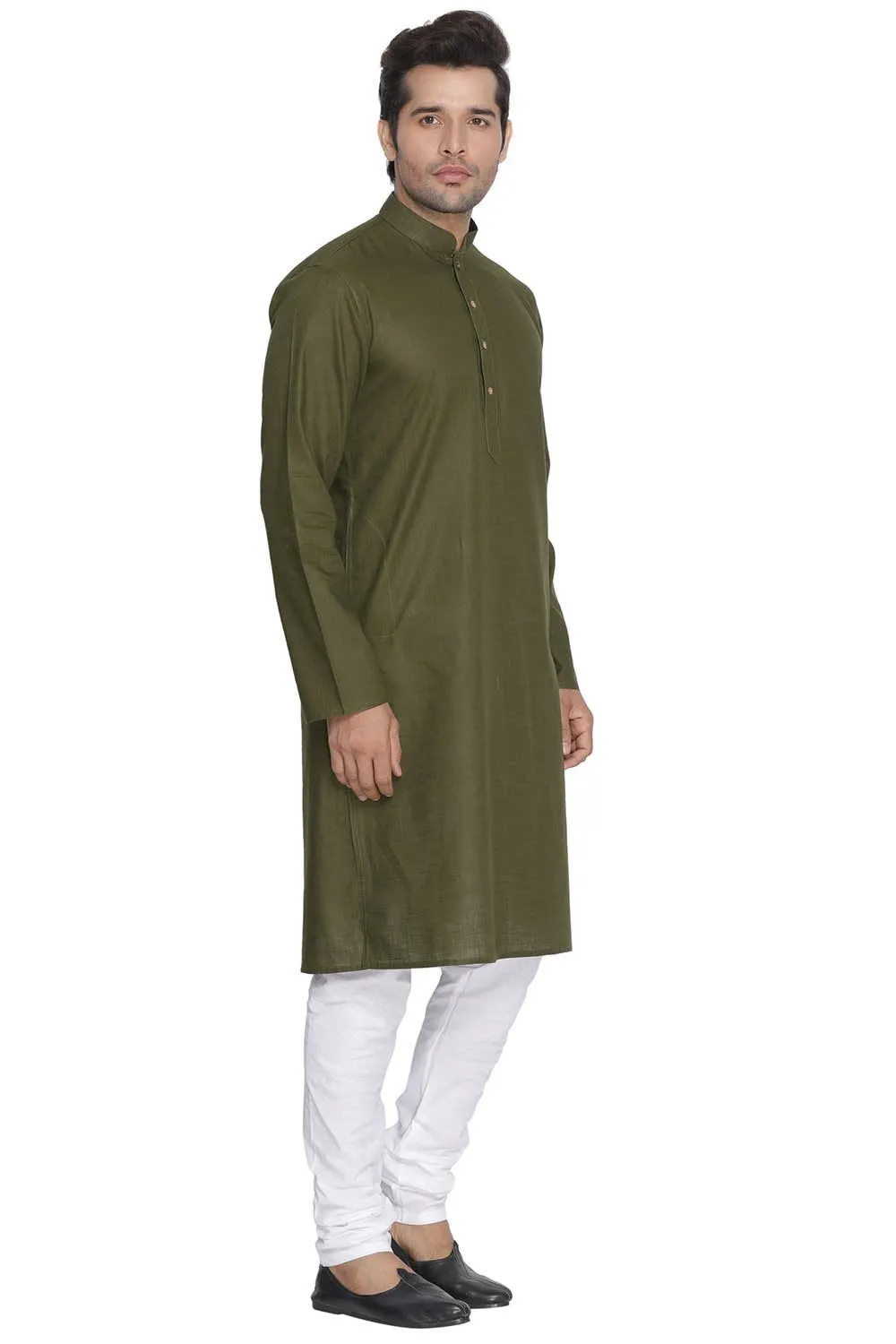 Men's Green Cotton Kurta and Pyjama Set - Vastramay