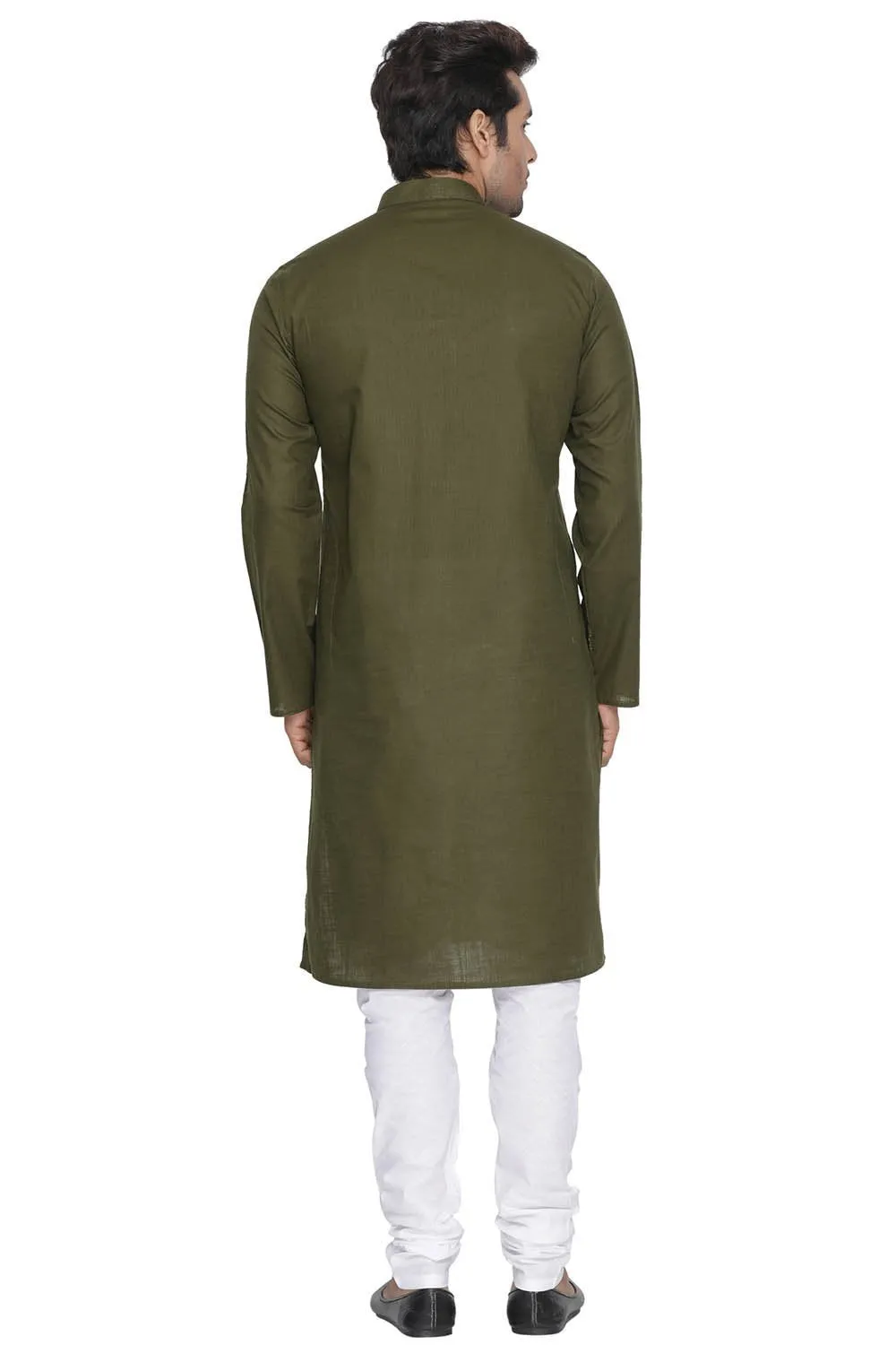 Men's Green Cotton Kurta and Pyjama Set - Vastramay