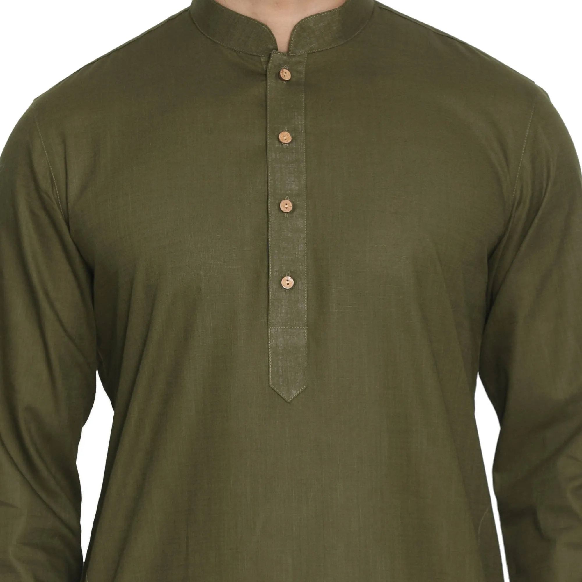 Men's Green Cotton Kurta and Pyjama Set - Vastramay