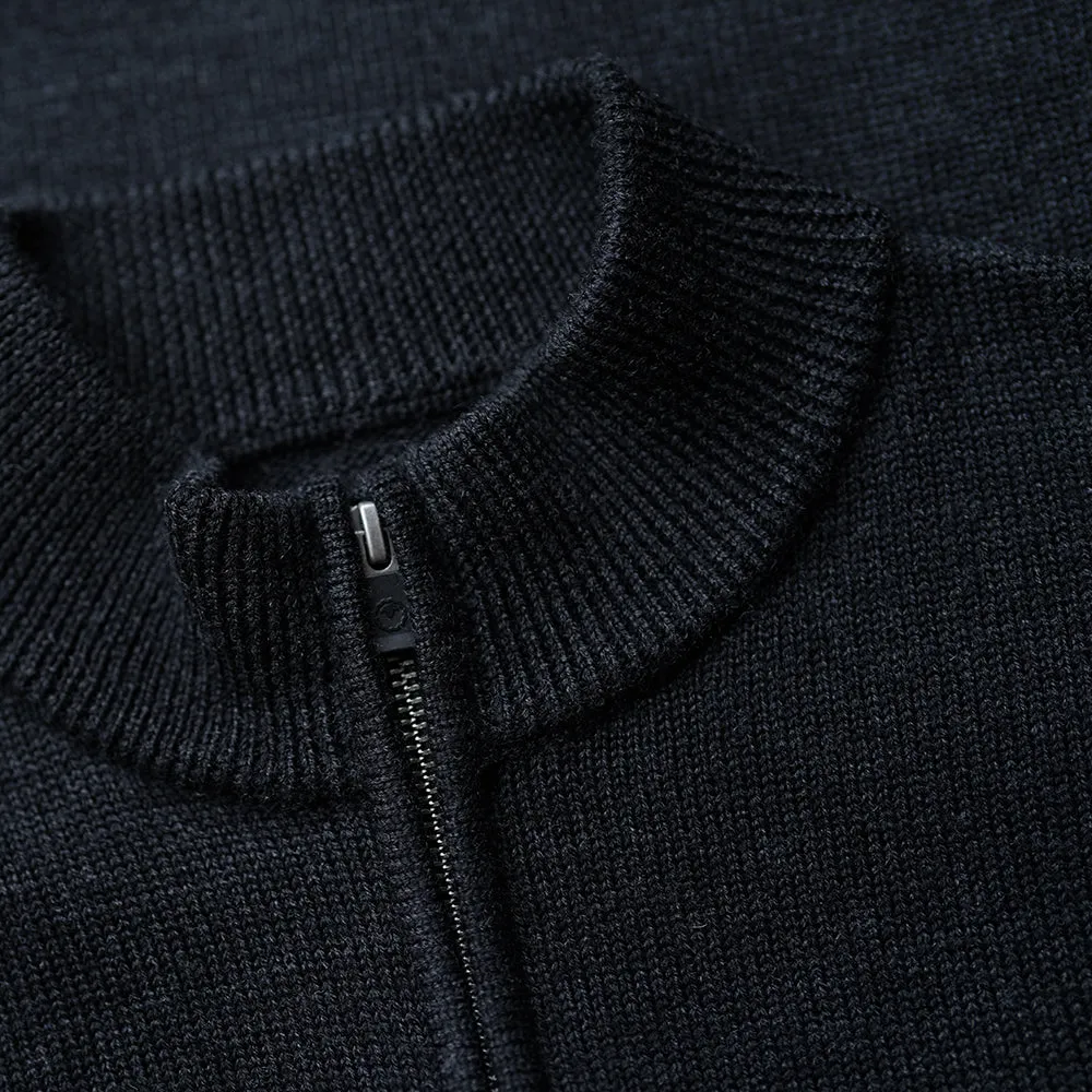 Mens Merino Zip Sweater (Black)