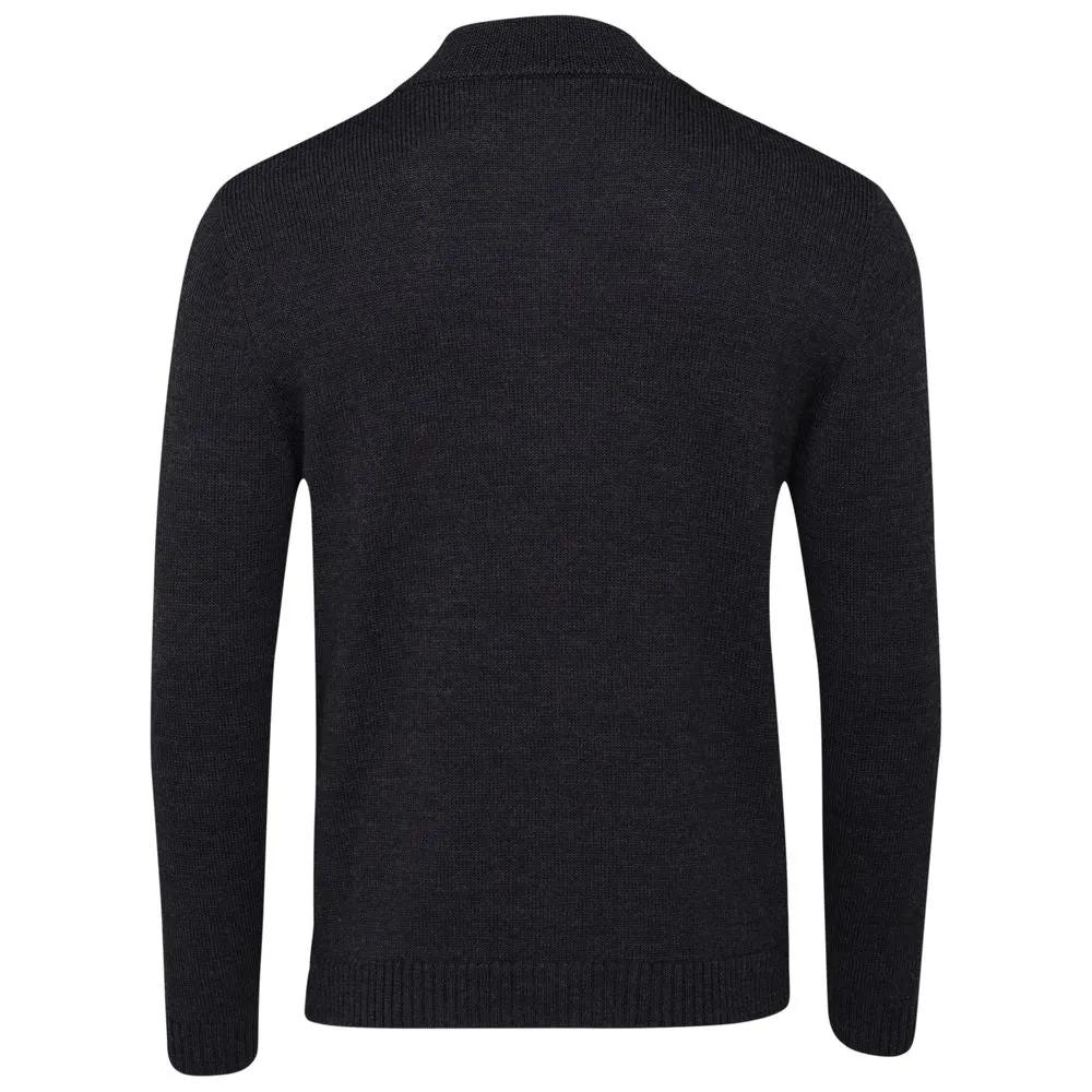 Mens Merino Zip Sweater (Black)