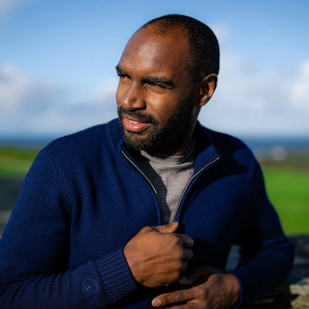 Mens Merino Zip Sweater (Navy)