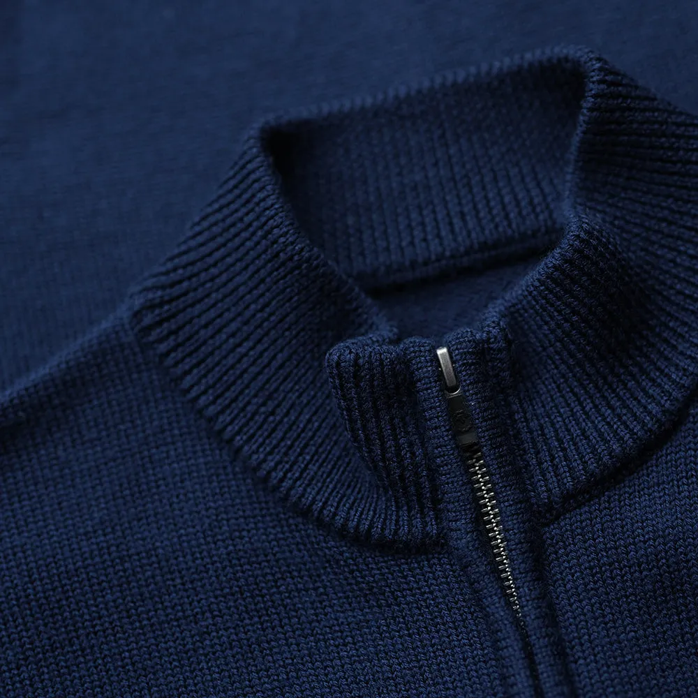 Mens Merino Zip Sweater (Navy)