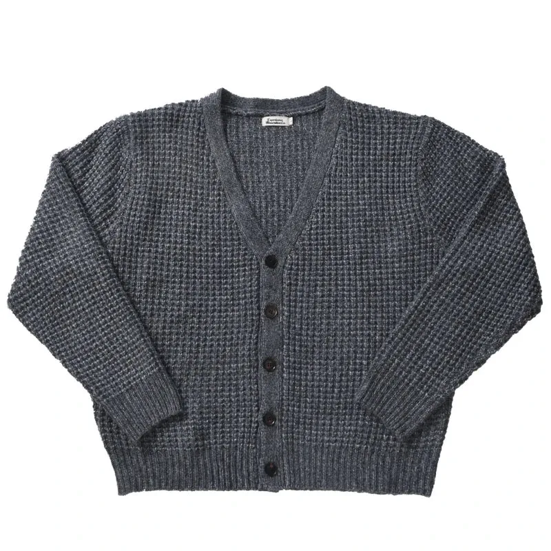 Men's Waffle V-neck Cardigan Sweater - England Style