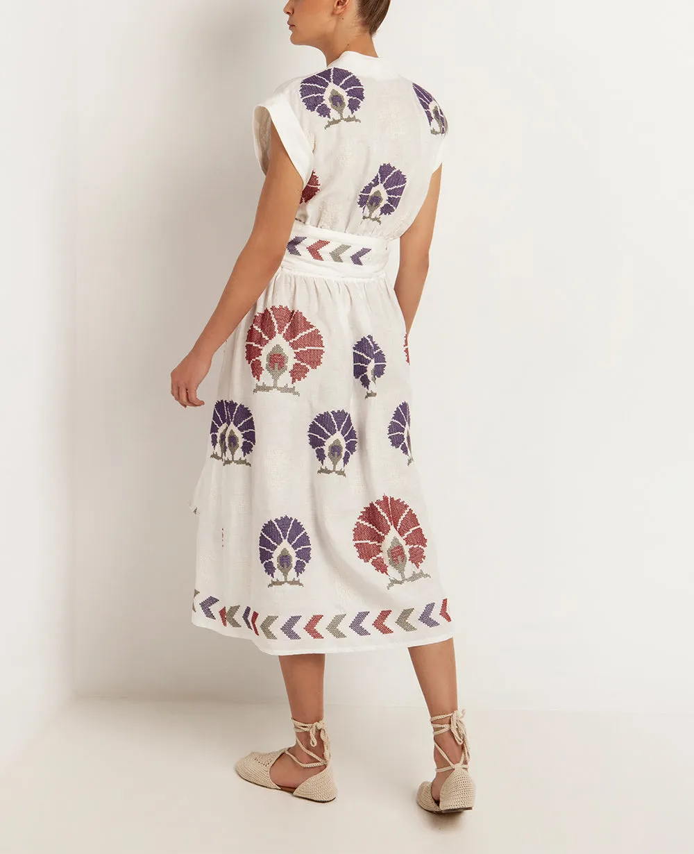 MIDI WRAP DRESS "MINI PEACOCKS"