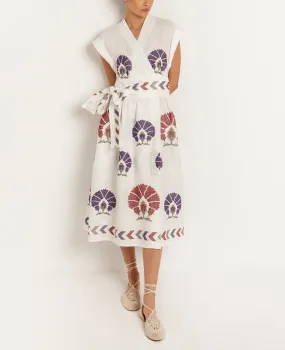 MIDI WRAP DRESS "MINI PEACOCKS"