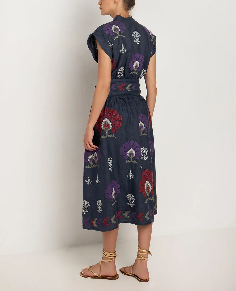 MIDI WRAP DRESS "MINI PEACOCKS"