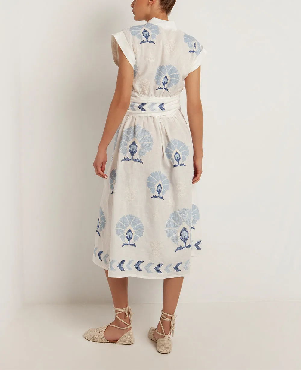 MIDI WRAP DRESS "MINI PEACOCKS"