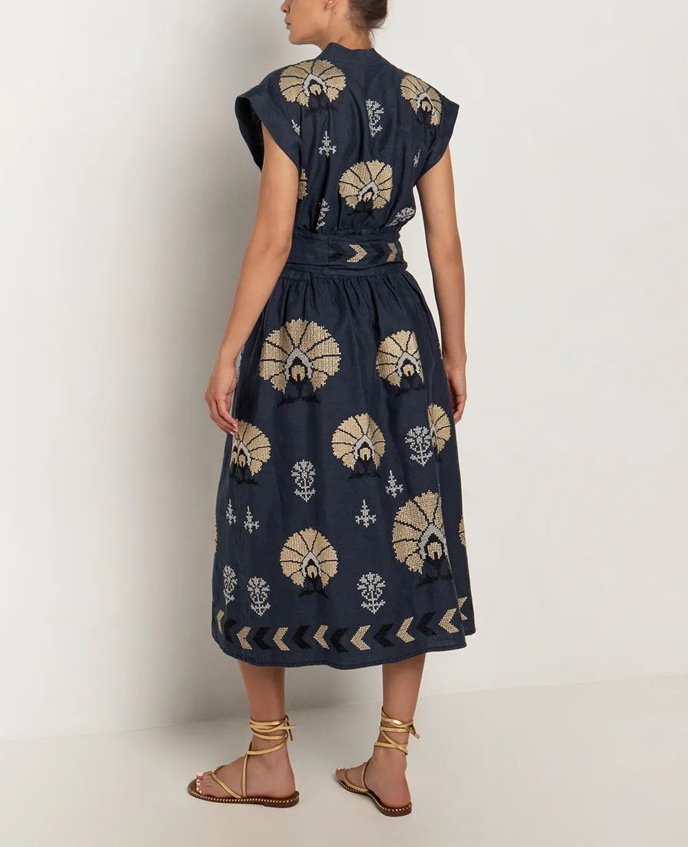 MIDI WRAP DRESS "MINI PEACOCKS"