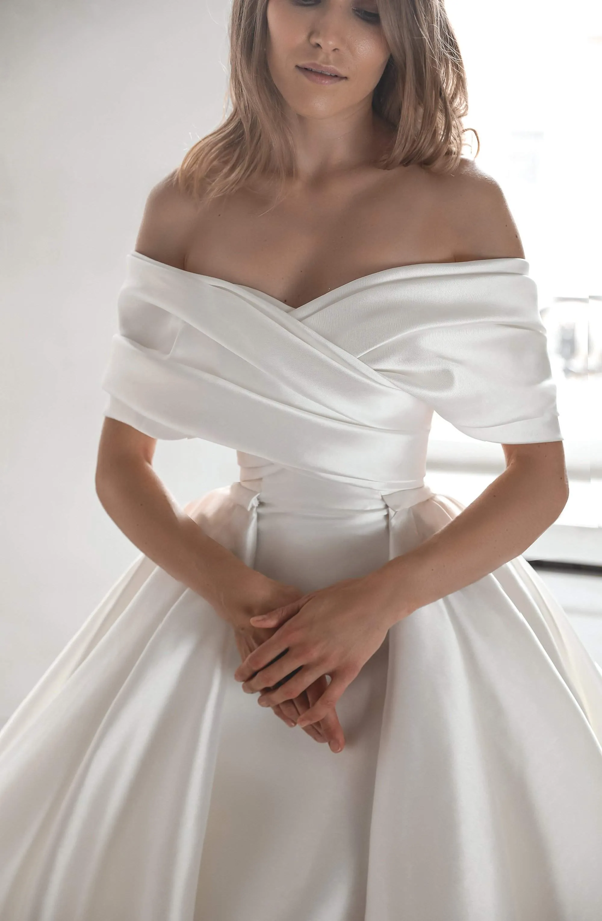 Mikado Wedding Dress Jacqueline With Detachable Train