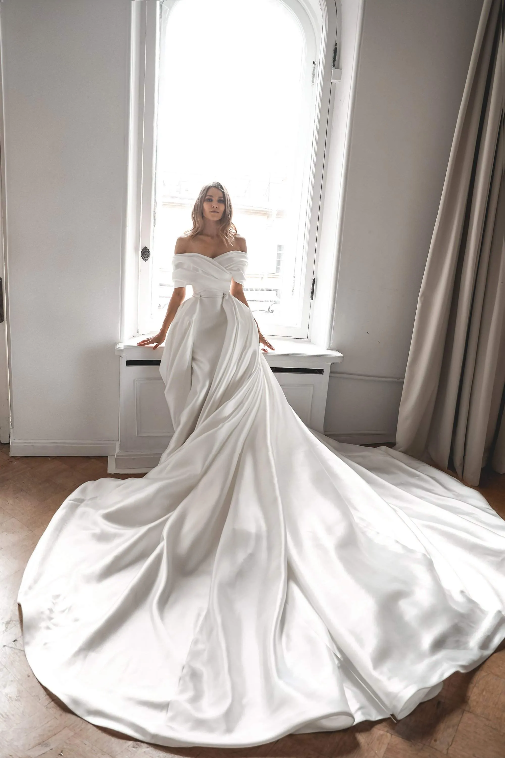 Mikado Wedding Dress Jacqueline With Detachable Train