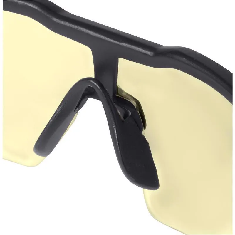 Milwaukee Anti-Scratch Safety Glasses Yellow Lens Black/Red Frame