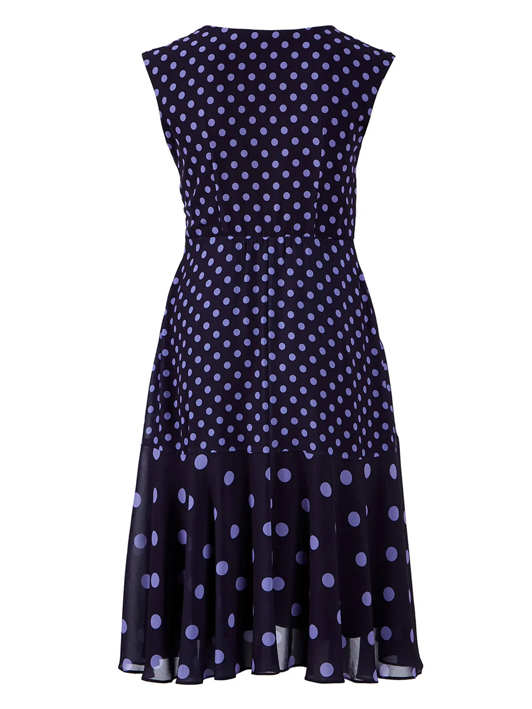 Mixed Polka Dot Faux-Wrap Dress