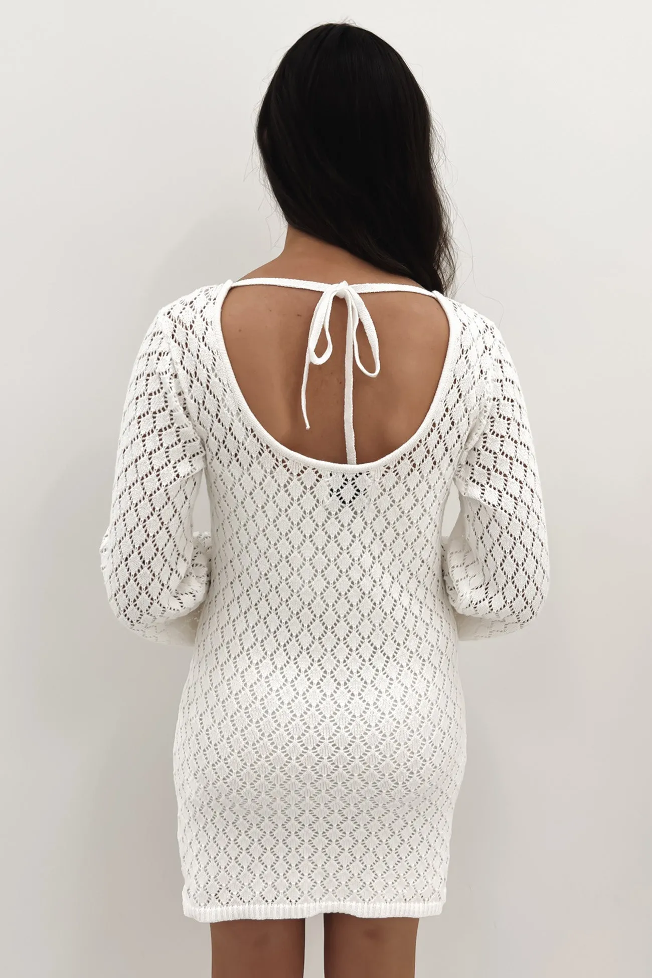 Mollie Crochet Mini Dress White