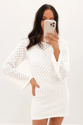 Mollie Crochet Mini Dress White