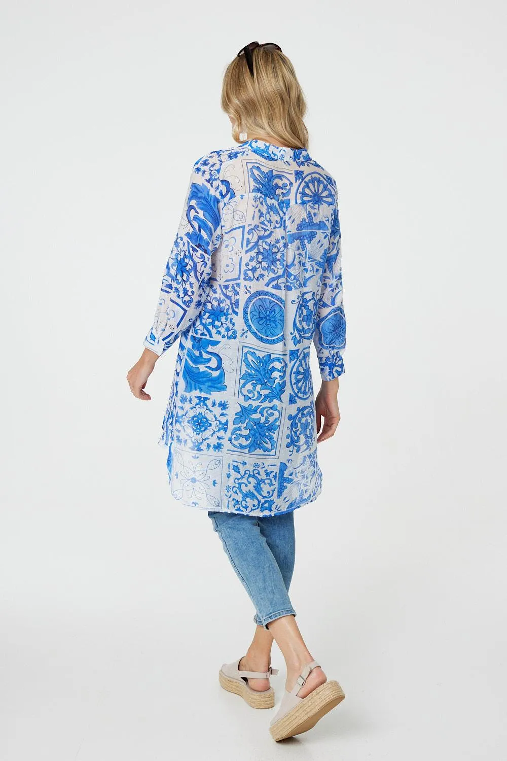 Mosaic Print Longline Blouse Dress