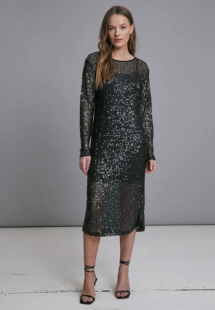 MSMera Glitter Midi Dress - Black