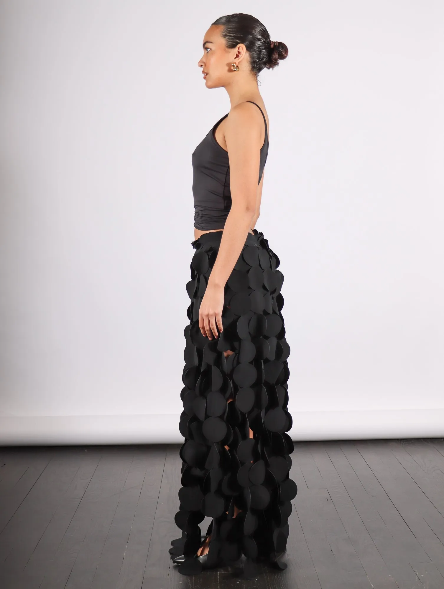 Multi Circle Layered Maxi Skirt in Black by A.W.A.K.E. Mode