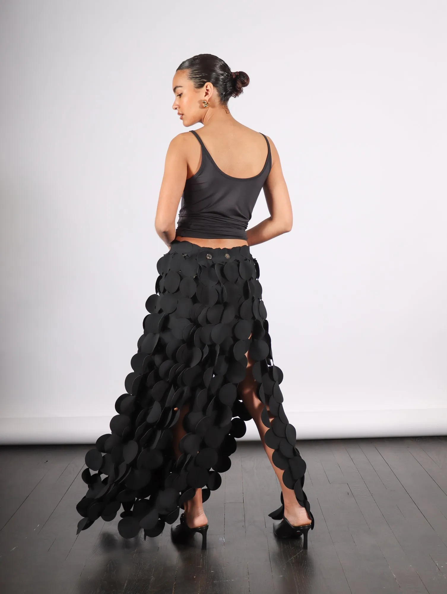 Multi Circle Layered Maxi Skirt in Black by A.W.A.K.E. Mode