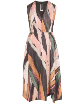 Multicolor Metallic Jacquard Wave Dress