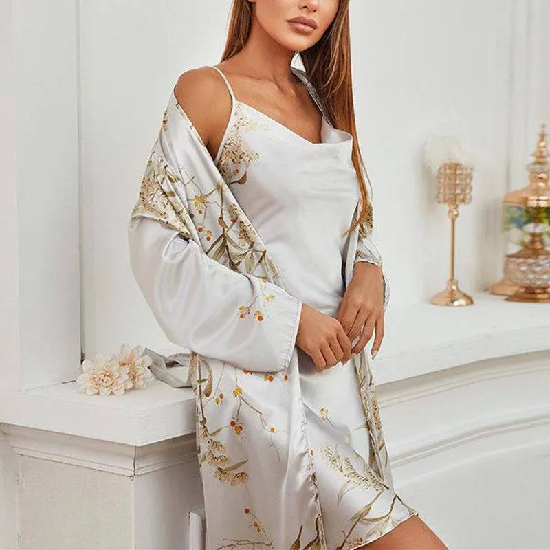 Multicolor Mid-Length Tunic Pajama Set