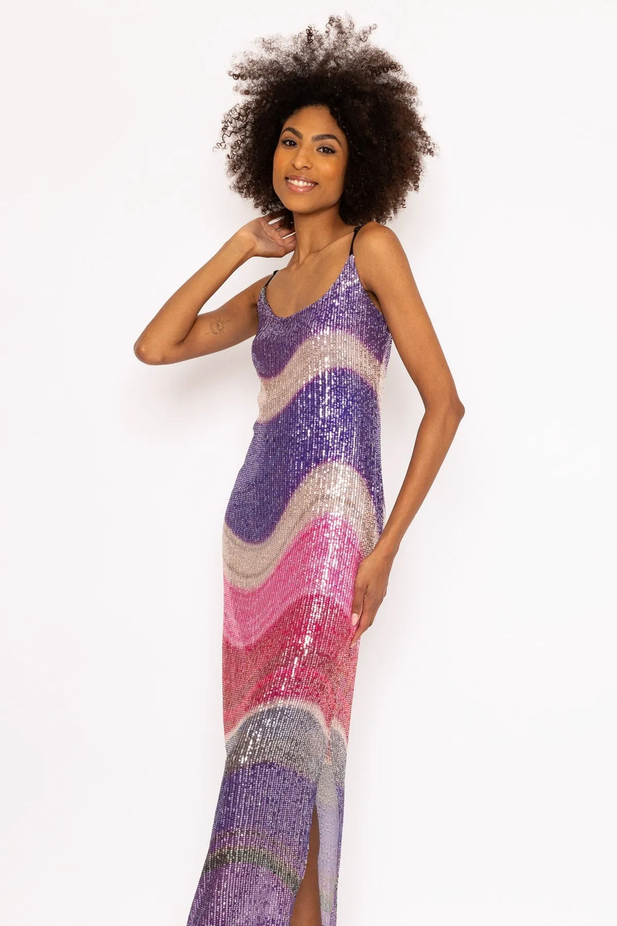 Multicoloured Sequin Slip Midi Dress