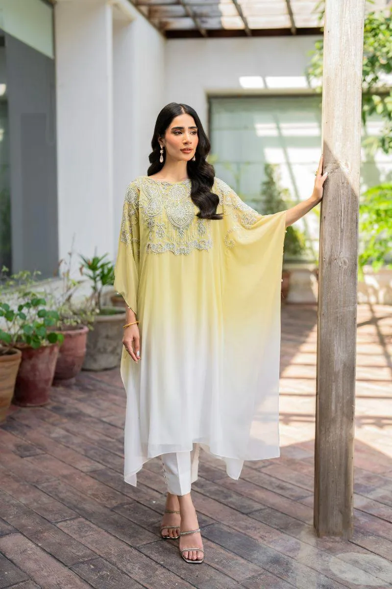 Natasha Kamal - Peridot - shaded kaftan - Georgette with slip of crepe de chin - 2 Piece