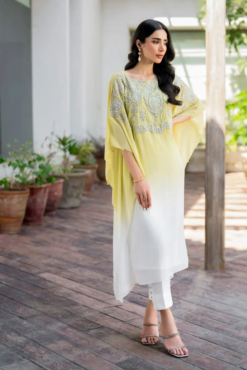 Natasha Kamal - Peridot - shaded kaftan - Georgette with slip of crepe de chin - 2 Piece