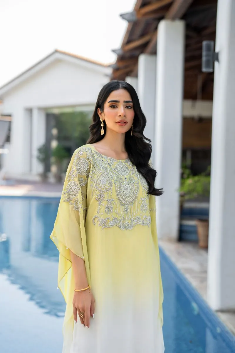 Natasha Kamal - Peridot - shaded kaftan - Georgette with slip of crepe de chin - 2 Piece