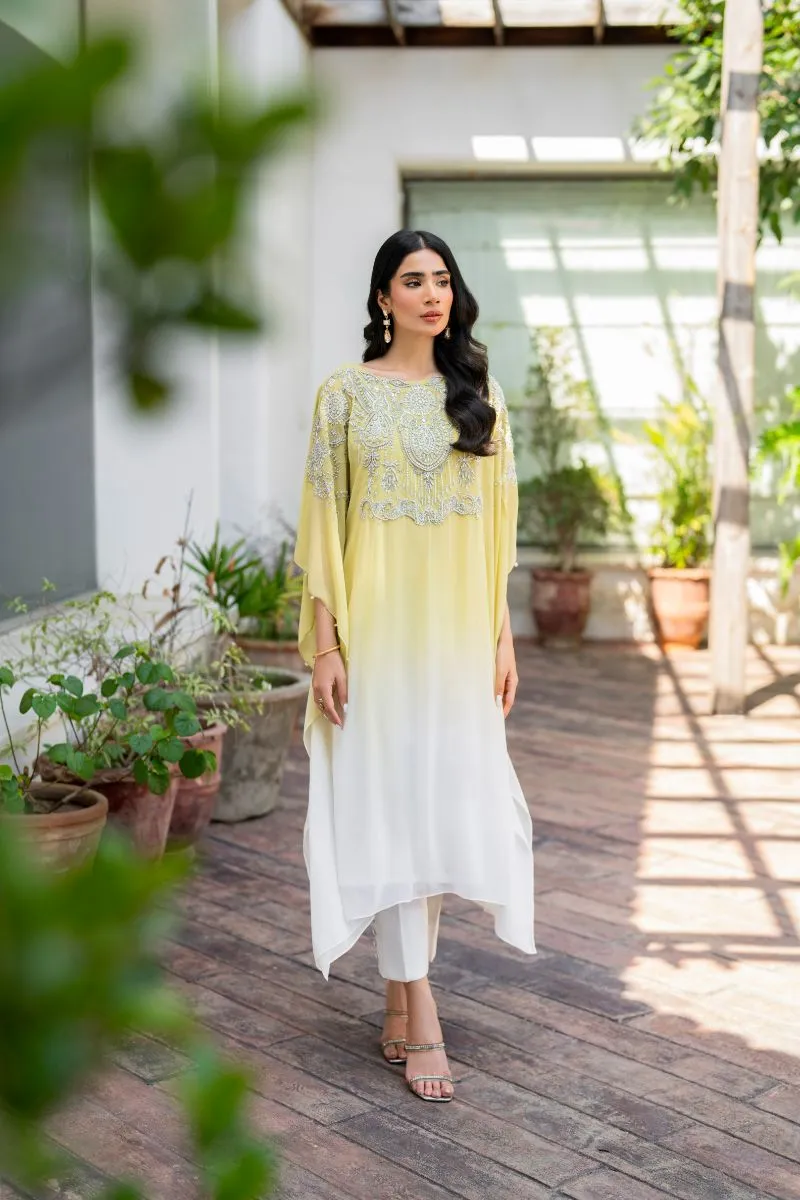 Natasha Kamal - Peridot - shaded kaftan - Georgette with slip of crepe de chin - 2 Piece