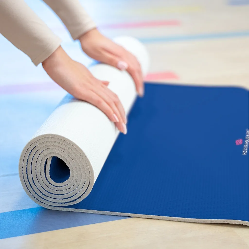 Navy Blue Foam Yoga Mat, Dark Blue Solid Color Best Lightweight 0.25" thick Mat - Printed in USA (Size: 24″x72")